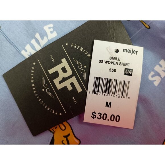 RF Brand Smile Skull Short Sleeve Collar Button Down Shirt Men's Sz . M - Picture 8 of 8